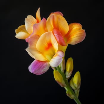 Vibrant Freesias Against Dark Backdrop photo