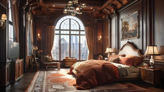 Exquisite Opulent Bedroom in Lavish Traditional Manor photo