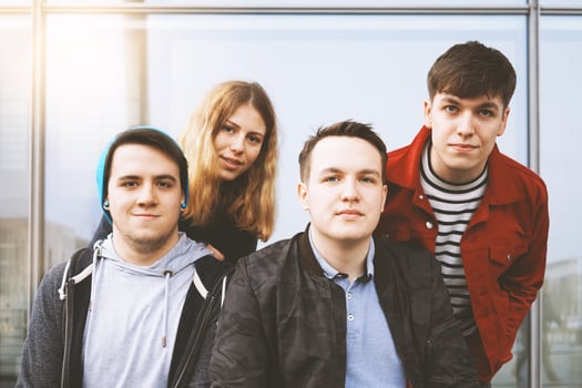 group portrait of young urban teenage friends photo