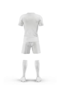 Uniform Soccer player back view on white background photo