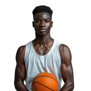 Confident Young Athlete Holding Basketball Against photo