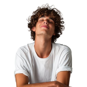 Young Man Relishing a Peaceful Moment photo