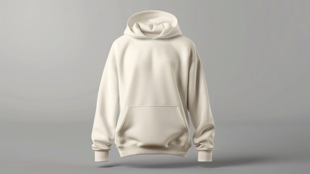 Blank mockup of an oversized offwhite hoodie with a mock neck and side slits. photo
