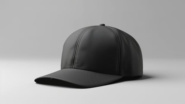 Blank mockup of a sleek satin baseball cap with a flat brim and adjustable s. photo