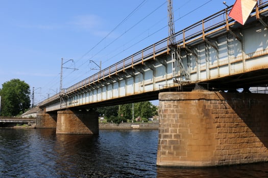 The bridge was built over a gorge and a water obstacle. photo