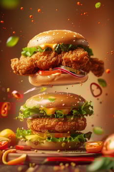 delicious burger with fast food cutlet photo