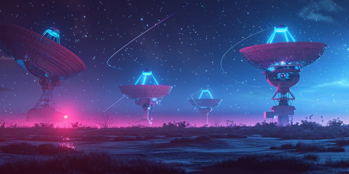 huge antennas looking into space photo