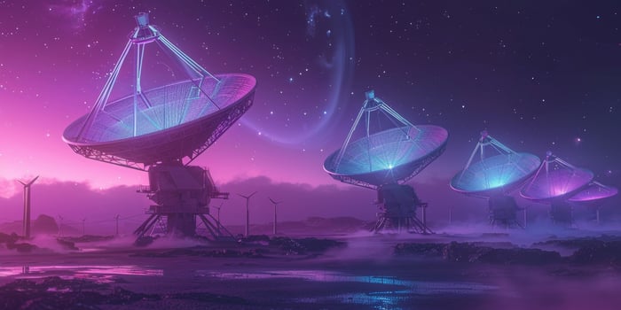 huge antennas looking into space photo