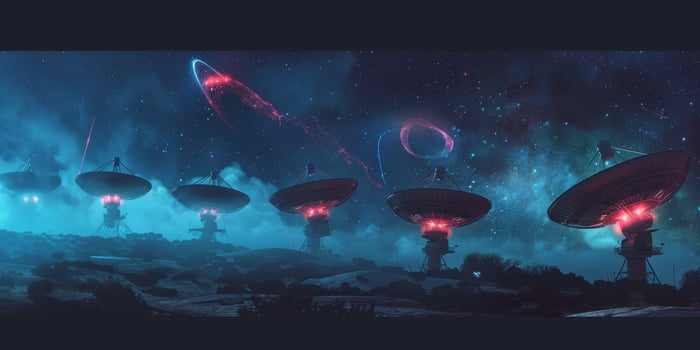 huge antennas looking into space photo