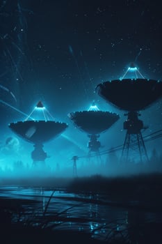 huge antennas looking into space photo