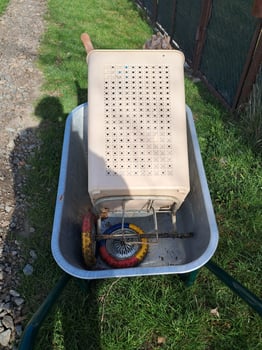 Homemade hand truck for transporting goods photo