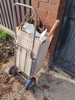 Homemade hand truck for transporting goods photo