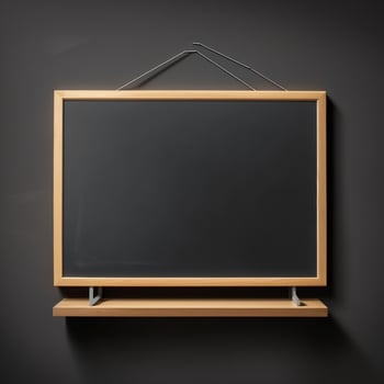 A blackboard with a wooden frame hanging on a wall photo