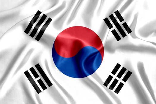Flag of South Korea silk close-up photo
