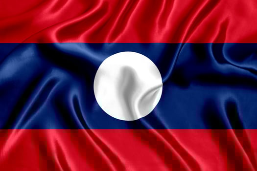 Flag of Laos silk close-up photo