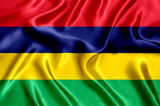 Flag of Mauritius silk close-up photo