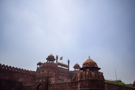 Architectural details of Lal Qila - Red Fort situated in Old Delhi, India, View inside Delhi Red Fort the famous Indian landmarks photo