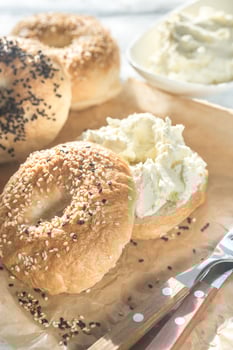 Bagel with cream cheese photo