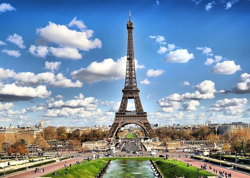 A beautiful picture of the Eiffel Tower in Paris, the capital of France, with a wonderful background in wonderful natural colors photo
