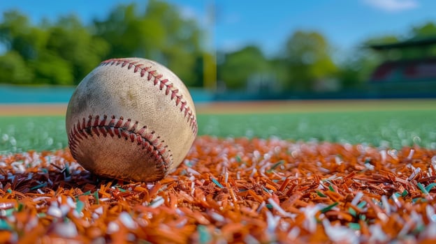 Baseball on Lush Green Field photo