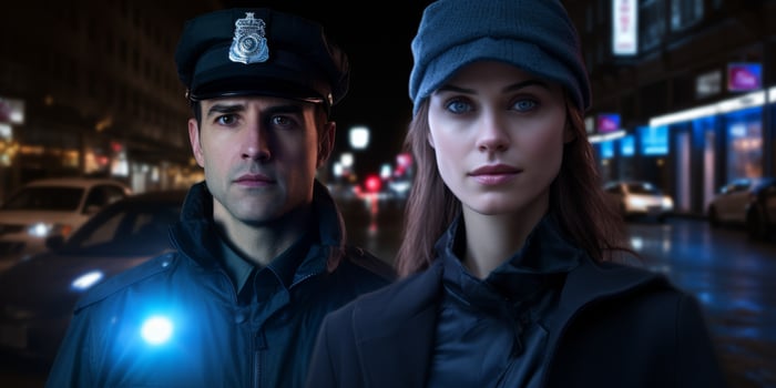 policeman on a city street portrait photo