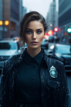 policeman on a city street portrait photo