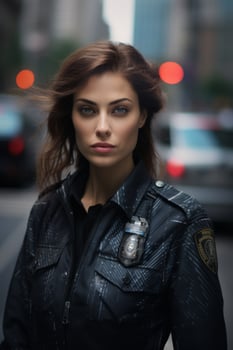 policeman on a city street portrait photo