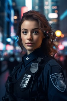 policeman on a city street portrait photo