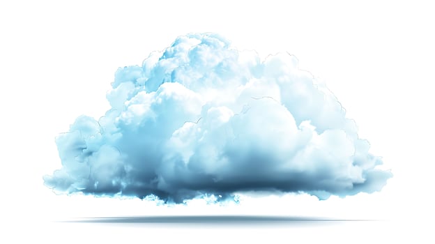 single bright cloud in detailed illustration isolated on white background photo
