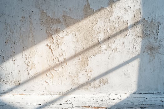 Light from window shines on old plastered wall. photo