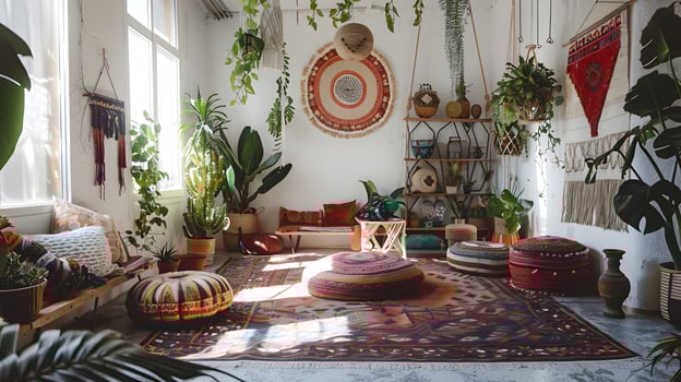 Vibrant and Eclectic Boho-Inspired Home Decor for a Cozy and Harmonious Living Space photo