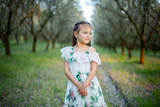 the beautiful portrait of a little girl in the park photo