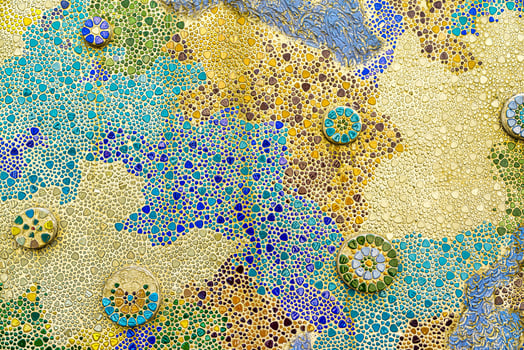 Islamic ornament. Fragment of a ceramic mosaic.Abstract background. photo