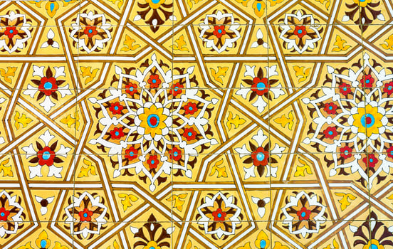 Geometric traditional Islamic ornament. Fragment of a ceramic mosaic. photo
