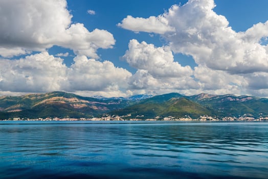 Bay of Kotor in the Adriatic Sea, Montenegro. Sea cruise near the coast. photo