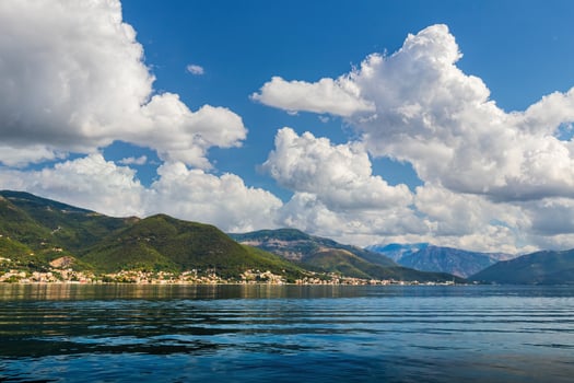 Bay of Kotor in the Adriatic Sea, Montenegro. Sea cruise near the coast. photo
