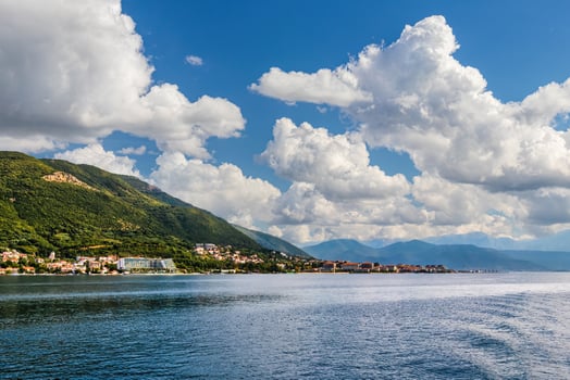 Bay of Kotor in the Adriatic Sea, Montenegro. Sea cruise near the coast. photo