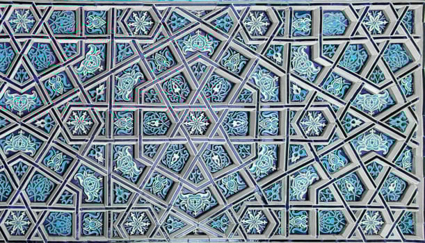 Geometric traditional Islamic ornament. Fragment of a ceramic mosaic. photo