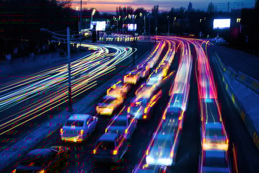 Car traffic light at night city. photo