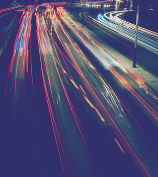 Car traffic light at night city. photo