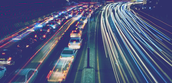 Car traffic light at night city. photo