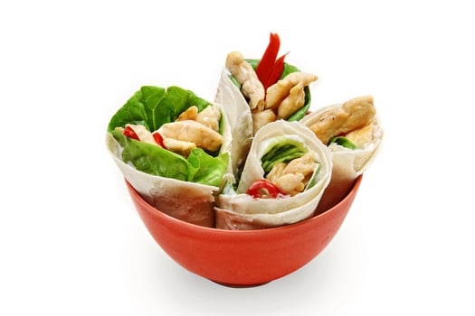 fried chicken wraps with lettuce and peppers photo
