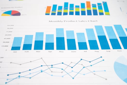 chart or graph paper. Financial, account, statistics and business data concept. photo