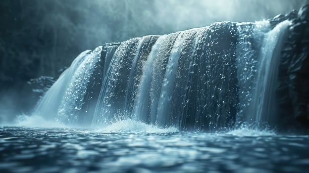 waterfall in the dark forest photo