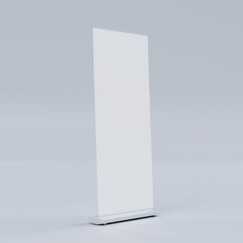 Empty Signage Stand Design Template. Mockup display for advertising, poster, billboard or represent promotion product concept. 3D Rendering photo