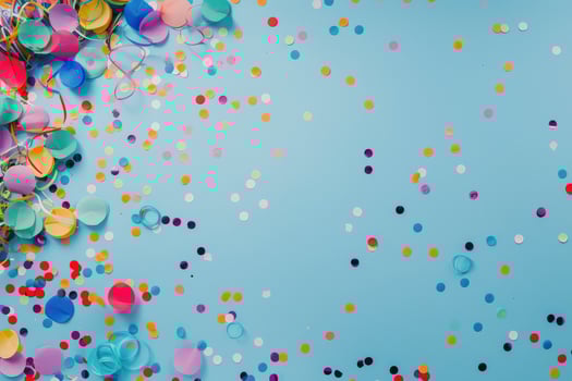Blue Background With Confetti and Streamers photo
