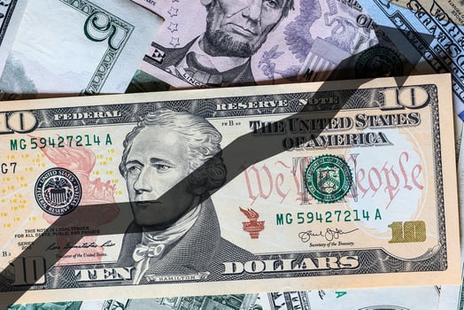 Background with money american dollar bills. Cash. photo
