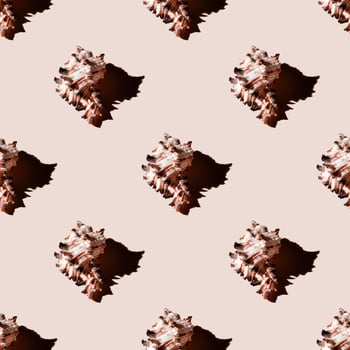 Seamless pattern of clam shells on a pastel yellow background. photo
