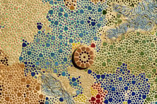 Traditional Islamic ornament. Fragment of a ceramic mosaic. photo