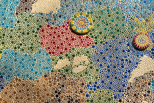 Traditional Islamic ornament. Fragment of a ceramic mosaic. photo